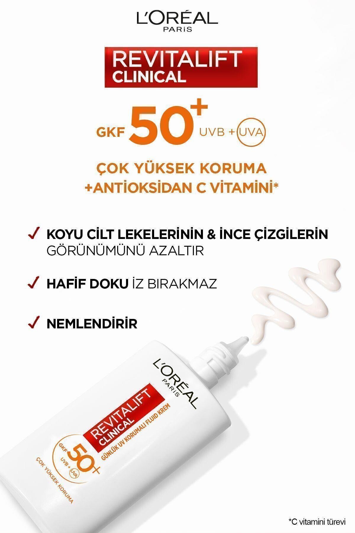 L'Oreal Paris Revitalift Clinical Spf 50+ Günlük Yüksek Uv Korumalı Yüz Güneş Kremi 50ml
