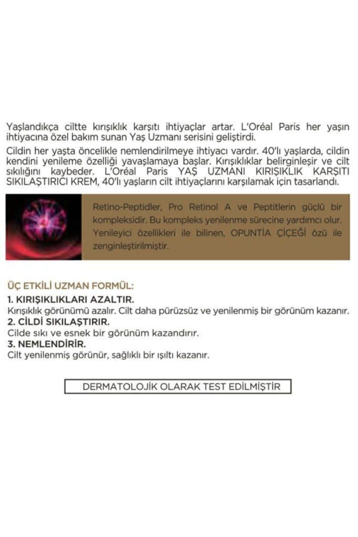 L'Oreal Paris Yaş Uzmanı 40+ Kırışıklık Karşıtı Nemlendirici Krem 50ml