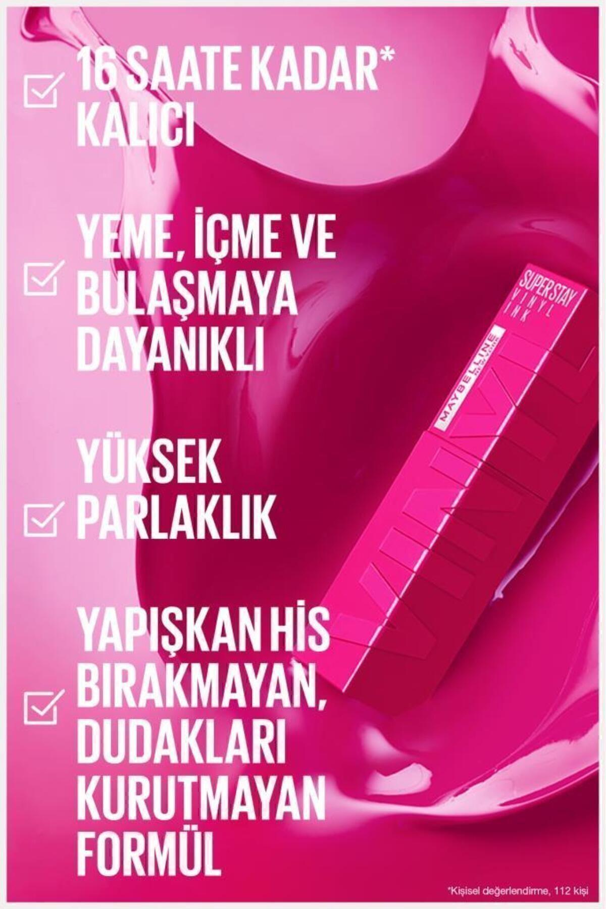 Maybelline New York Super Stay Vinyl Ink Uzun Süre Kalıcı Likit Parlak Ruj 160 Sultry