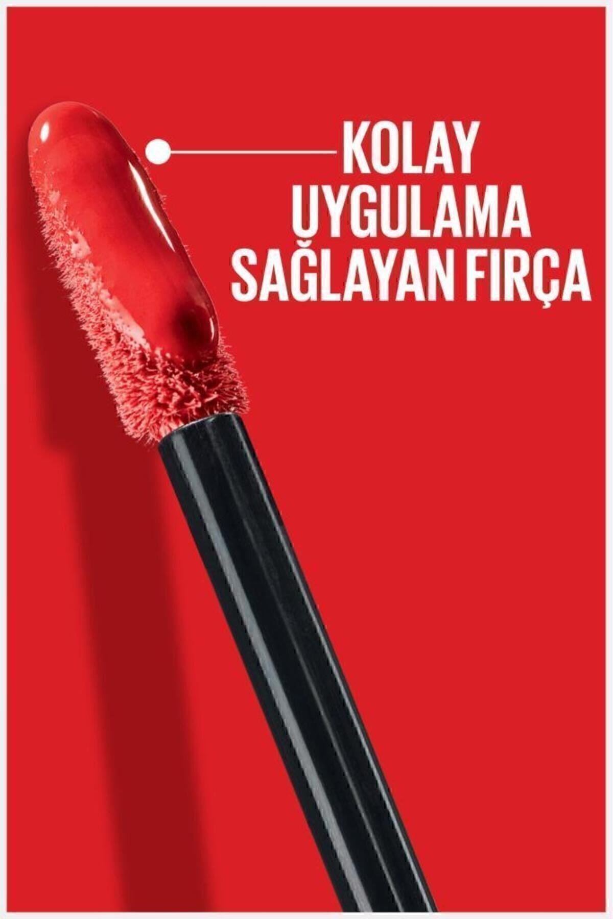Maybelline New York Super Stay Vinyl Ink Uzun Süre Kalıcı Kırmızı Tonlu Likit Parlak Ruj 10 Lippy