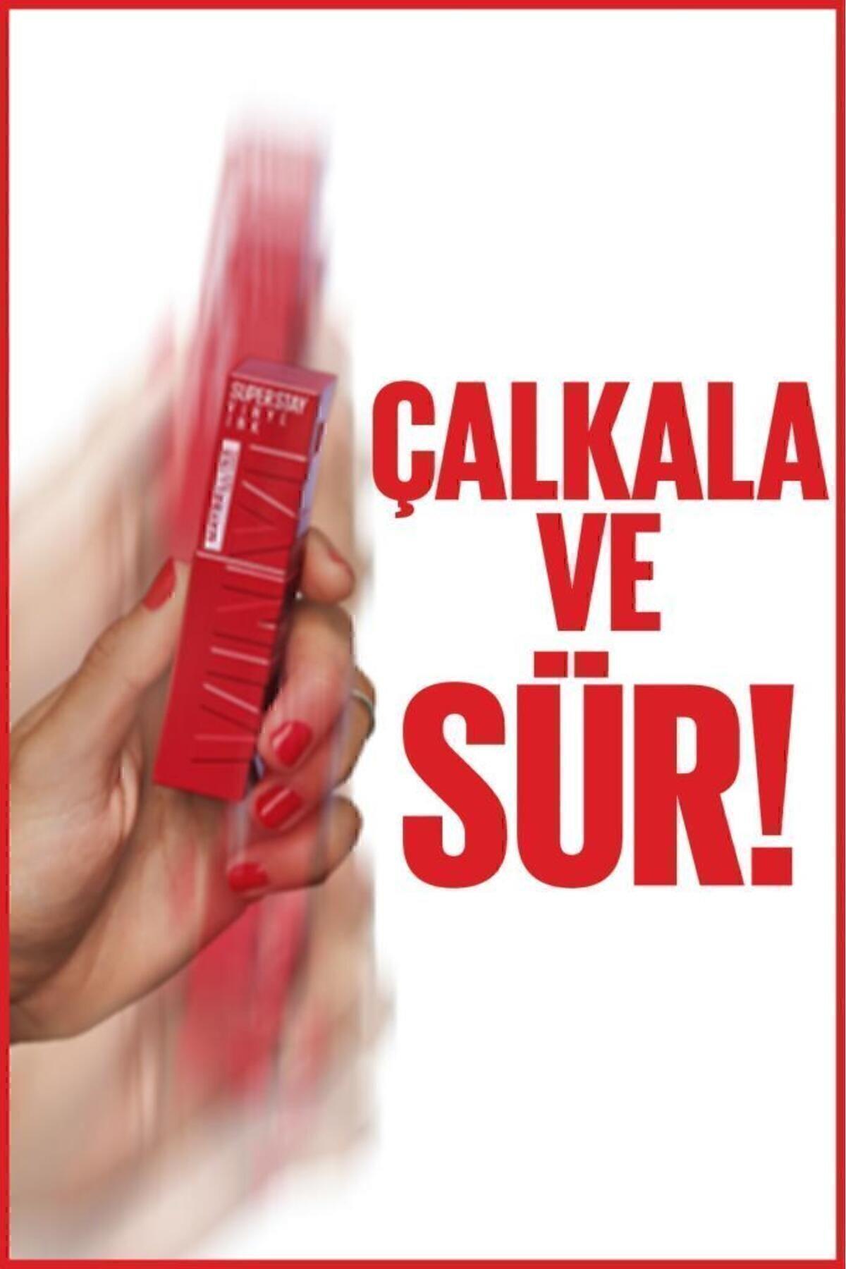 Maybelline New York Super Stay Vinyl Ink Uzun Süre Kalıcı Kırmızı Tonlu Likit Parlak Ruj 10 Lippy