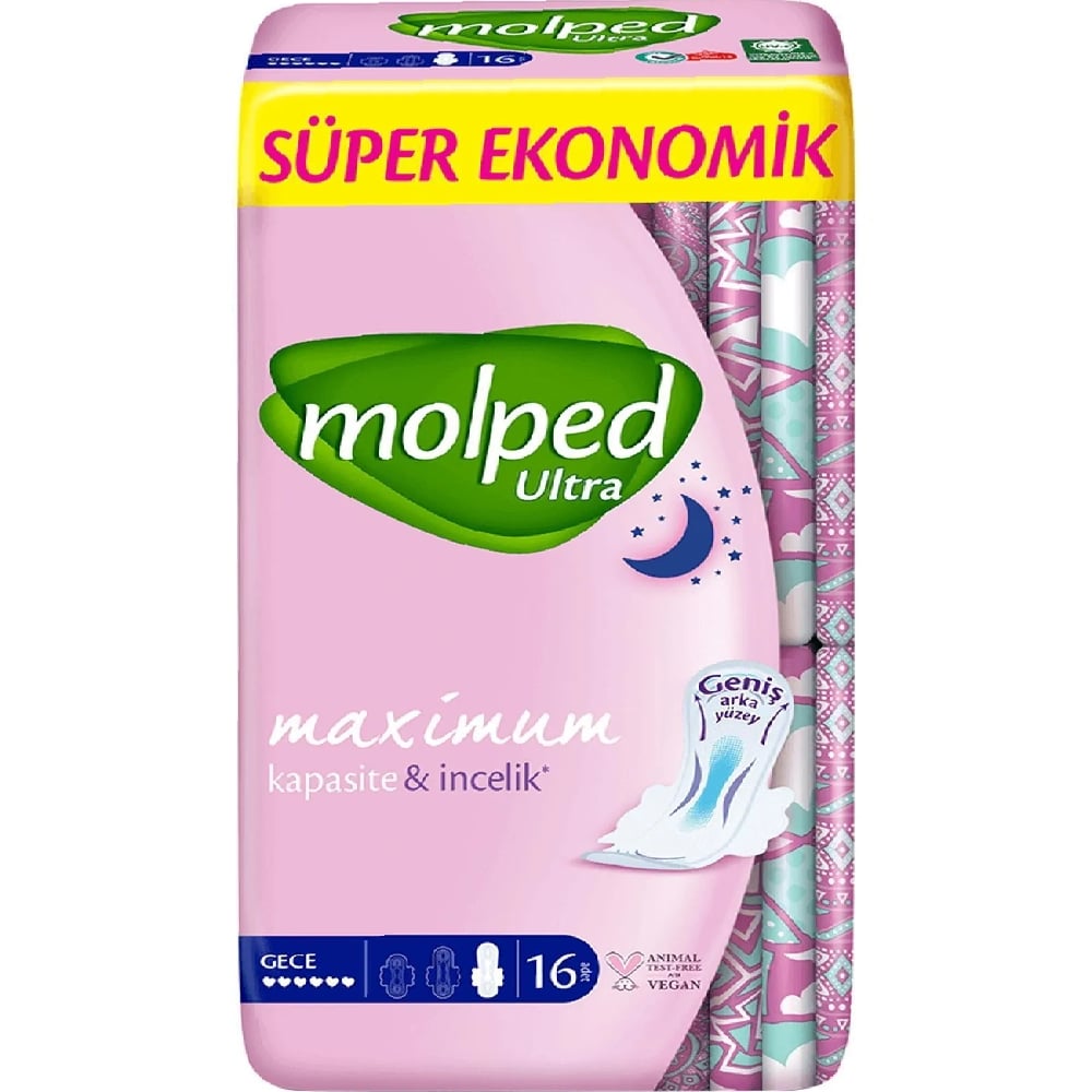 Molped Ultra Hijyenik Ped Anatomik Gece Süper Ekonomik 16 Lı