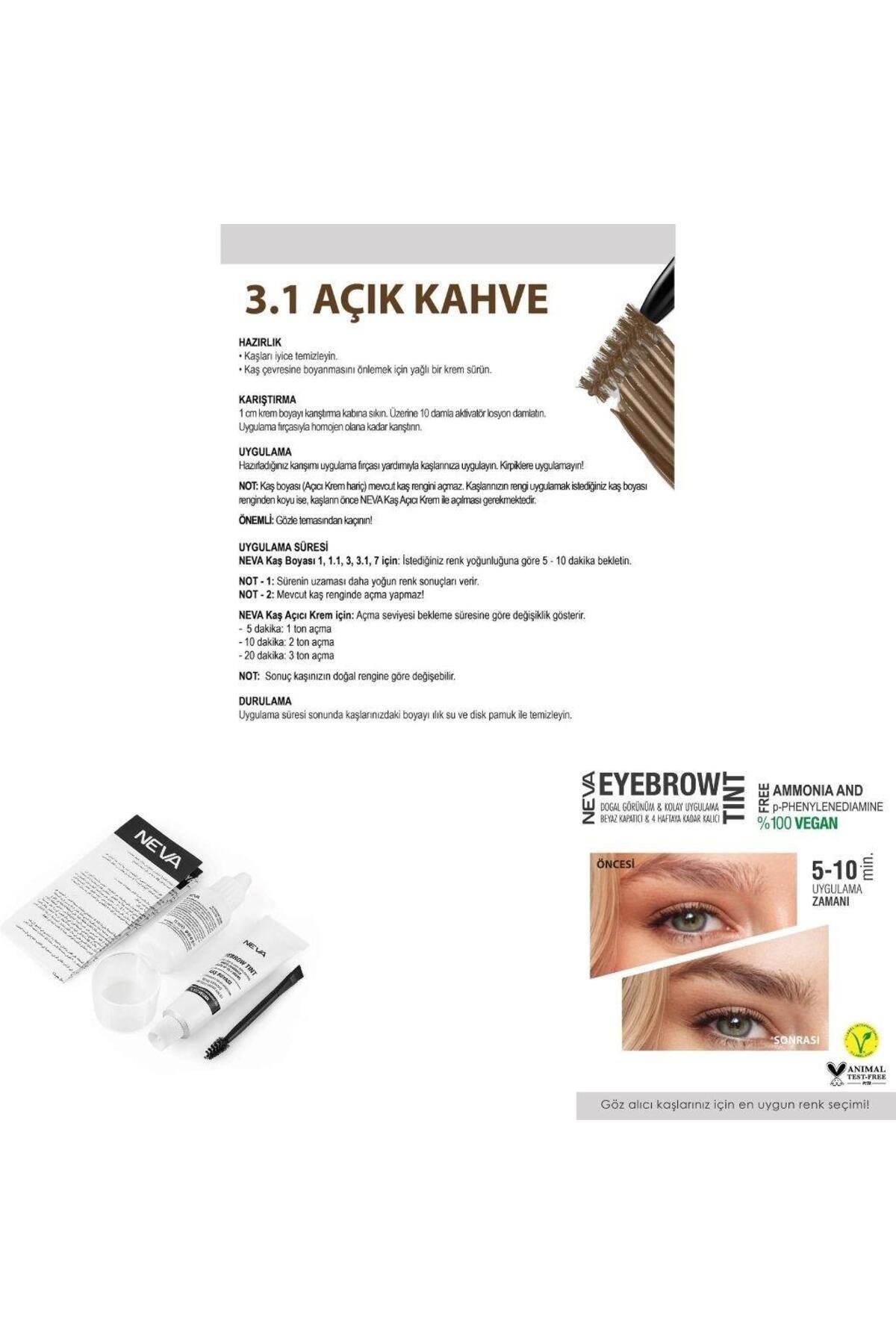 Neva Eyebrow Tint Vegan Kaş Boyası Seti 3.1 Açık Kahve