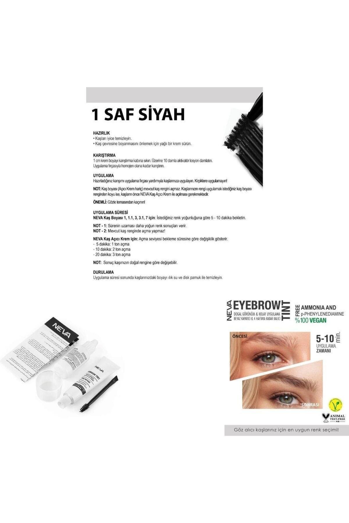 Neva Eyebrow Tint Vegan Kaş Boyası Seti 1 Saf Siyah