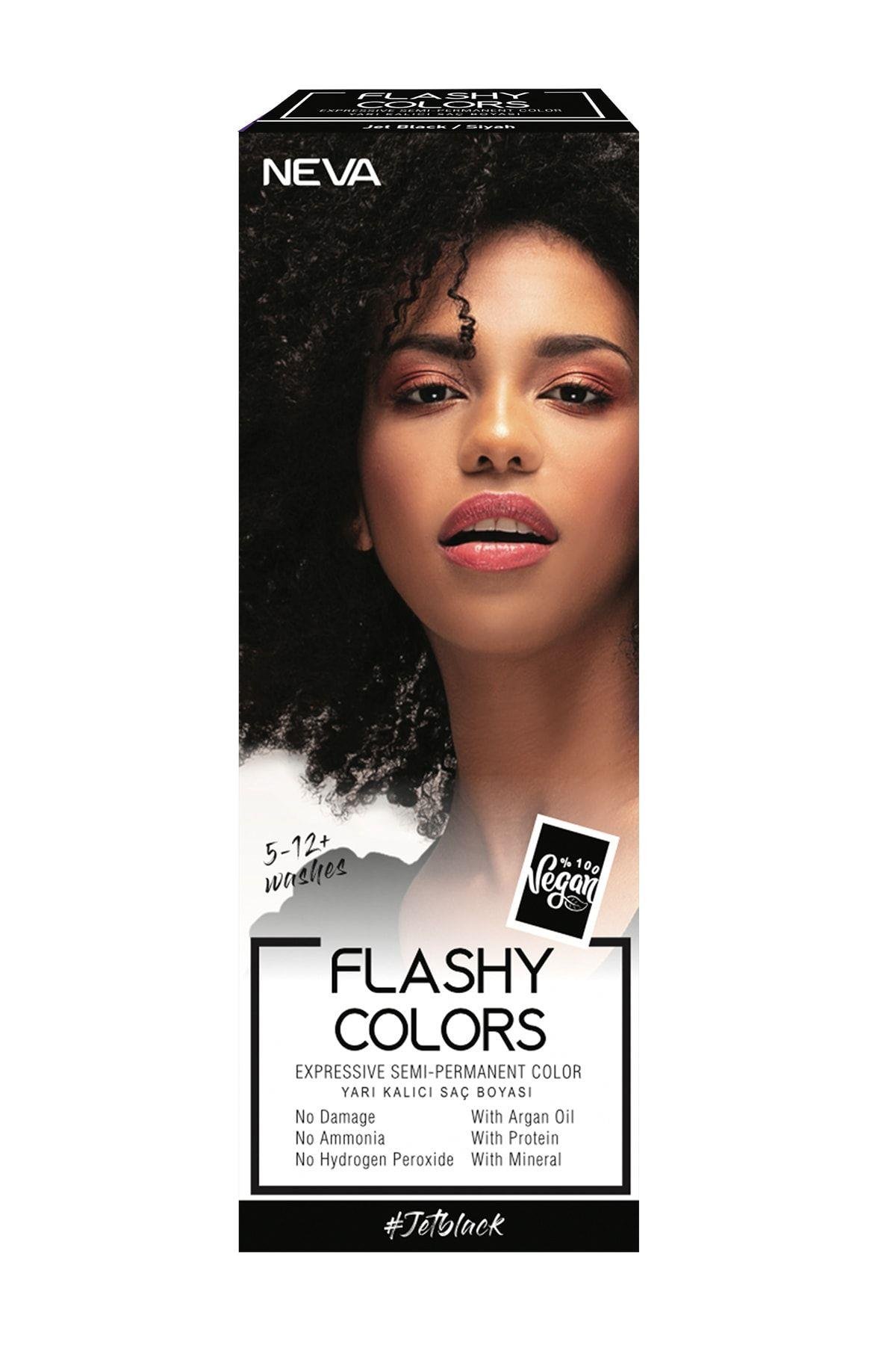 Neva Flashy Colors Yarı Kalıcı Saç Boyası Jet Black / Siyah 100 ml