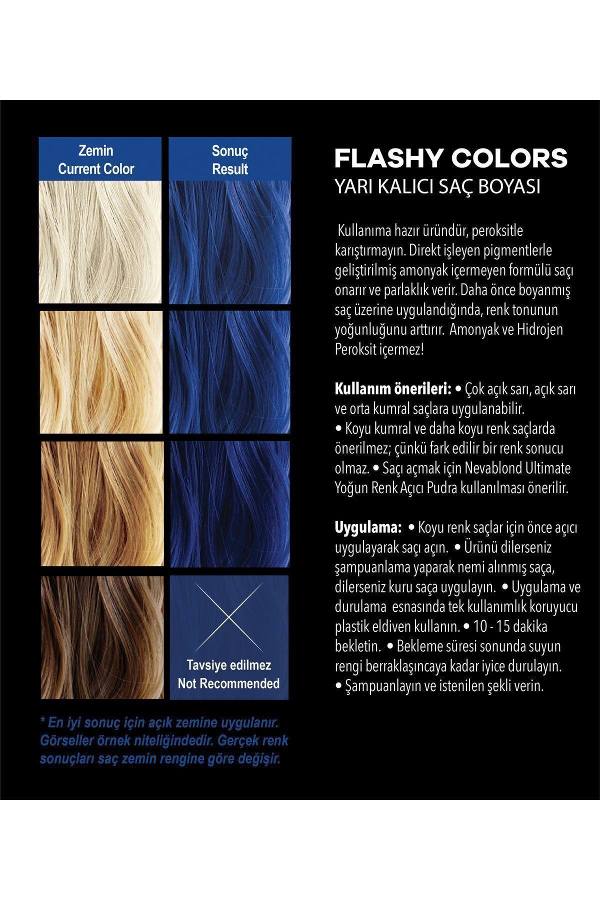 Neva Flashy Colors Yarı Kalıcı Saç Boyası Electric Blue / Elektrik Mavi 100 ml