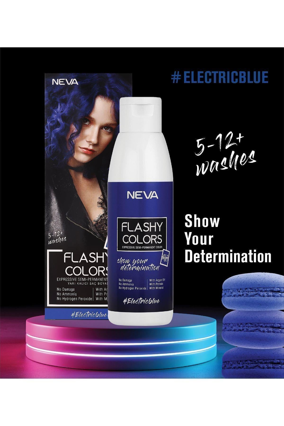 Neva Flashy Colors Yarı Kalıcı Saç Boyası Electric Blue / Elektrik Mavi 100 ml
