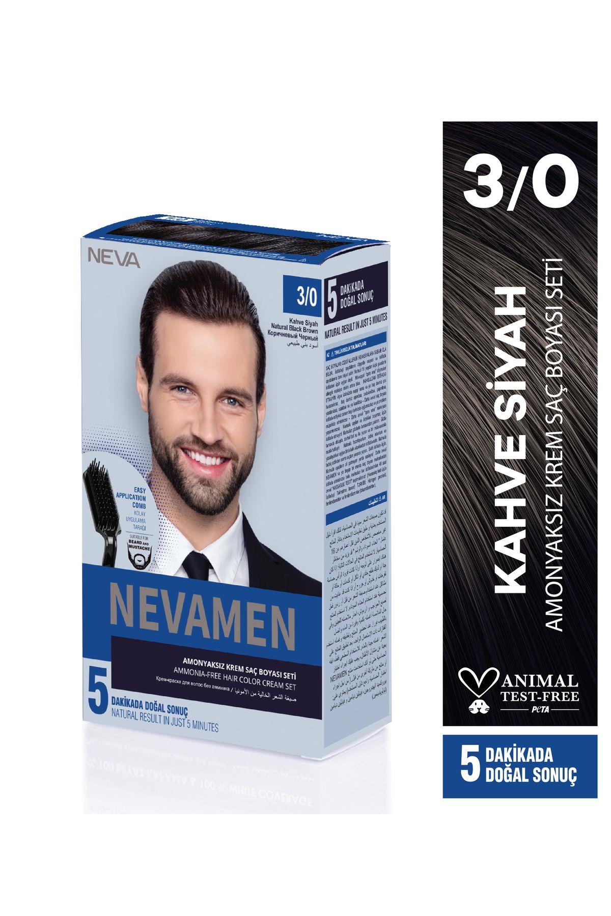 Neva Men 3.0 Kahve Siyah Men Amonyaksız Krem Saç Boyası Seti