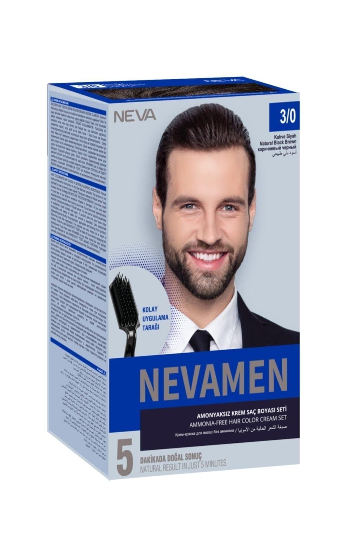 Neva Men 3.0 Kahve Siyah Men Amonyaksız Krem Saç Boyası Seti
