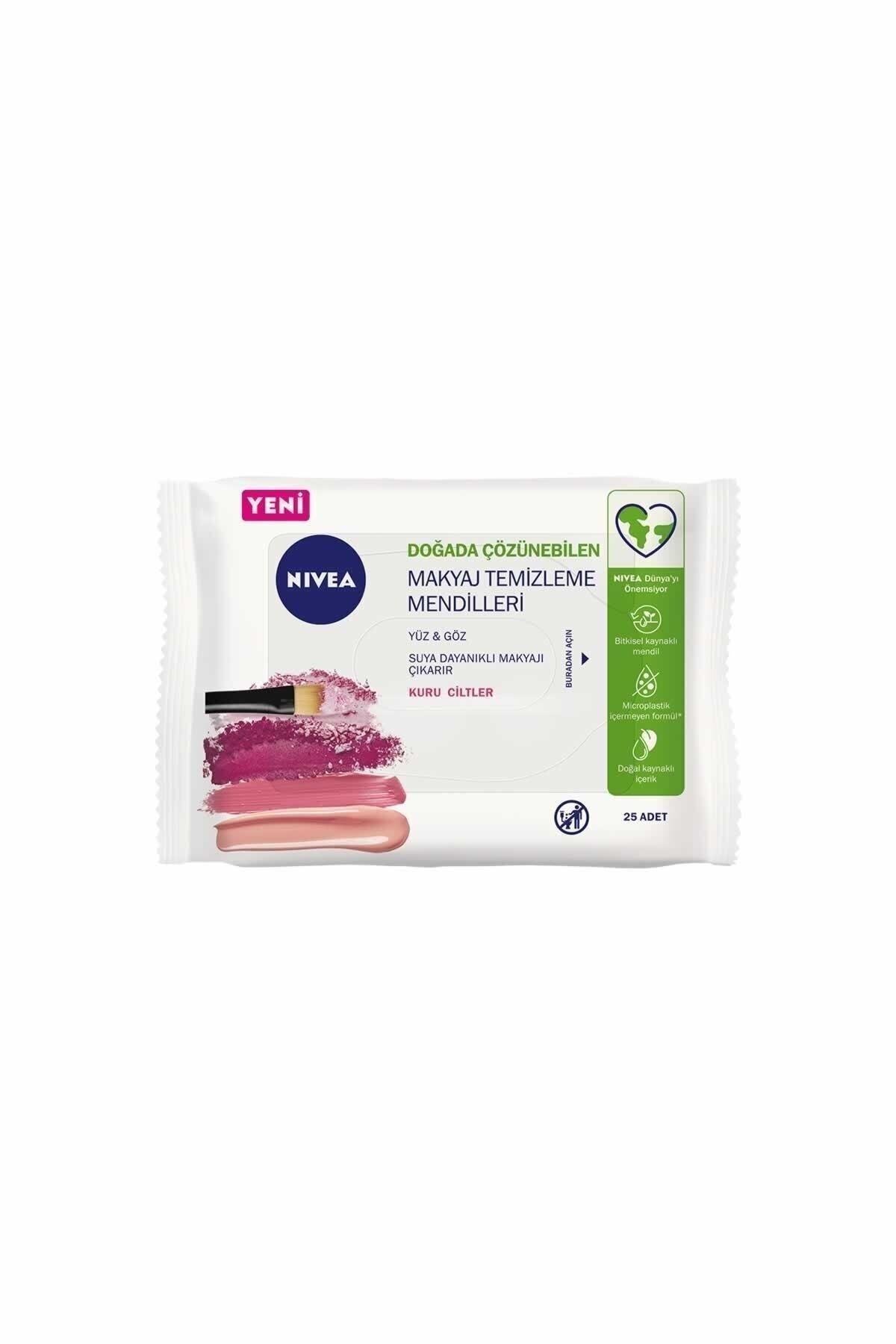 NIVEA 3'ü 1 Arada Makyaj Temizleme Mendili Kuru Cilt 25 Adet