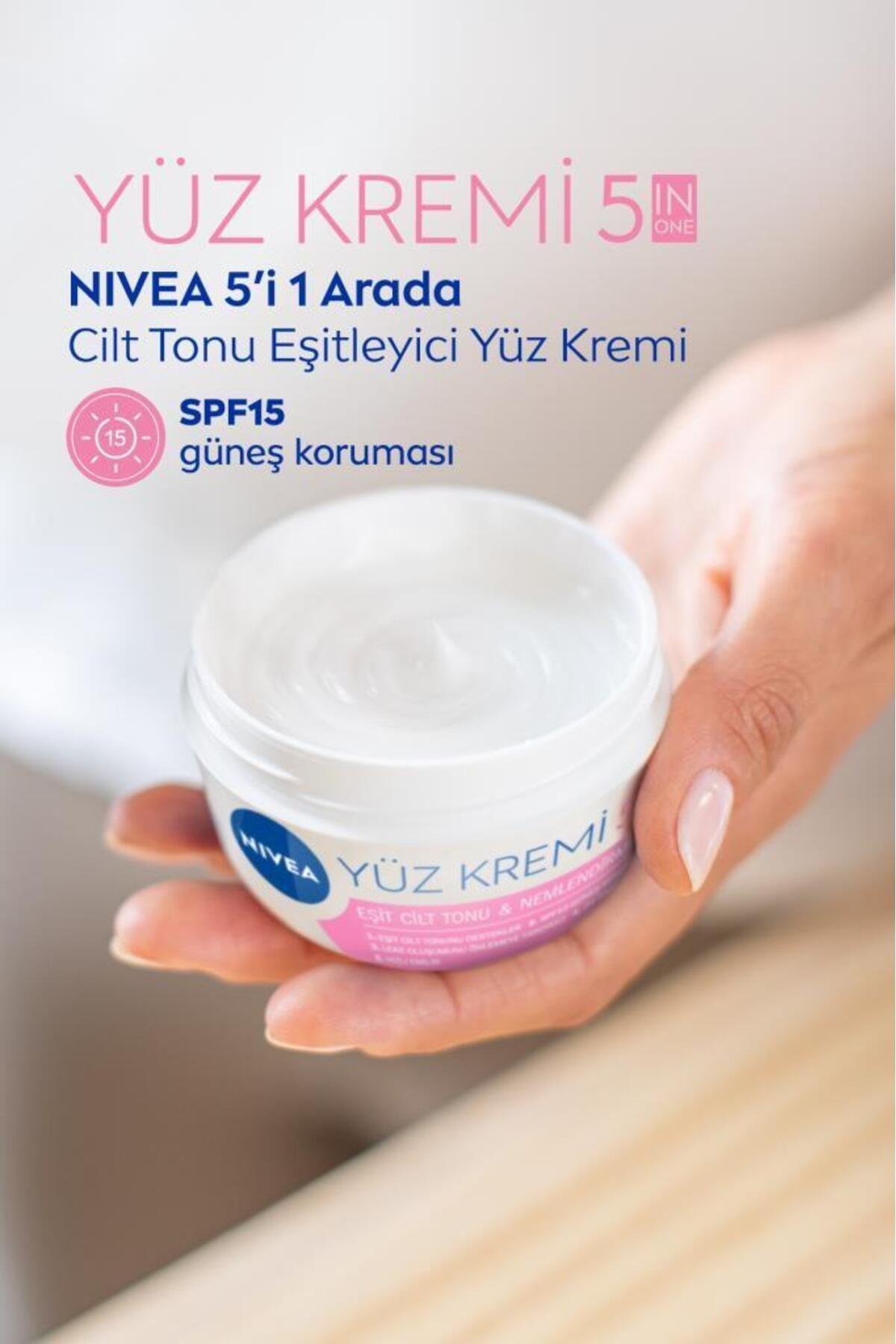 NIVEA 5i1 Arada Cilt Tonu Eşitleyici Yüz Bakım Kremi, Spf 15, 24 Saat Nemlendirici, Leke Oluşumu Önleyici