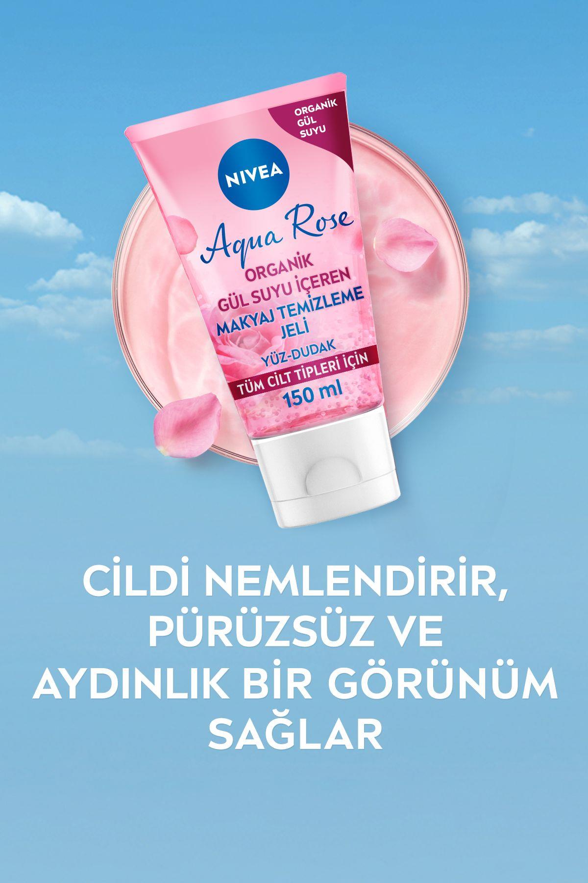 NIVEA Aqua Rose Organik Gül Suyu Içeren Makyaj Temizleme Jeli 150ml, Suya Dayanıklı Makyajı Çıkarır