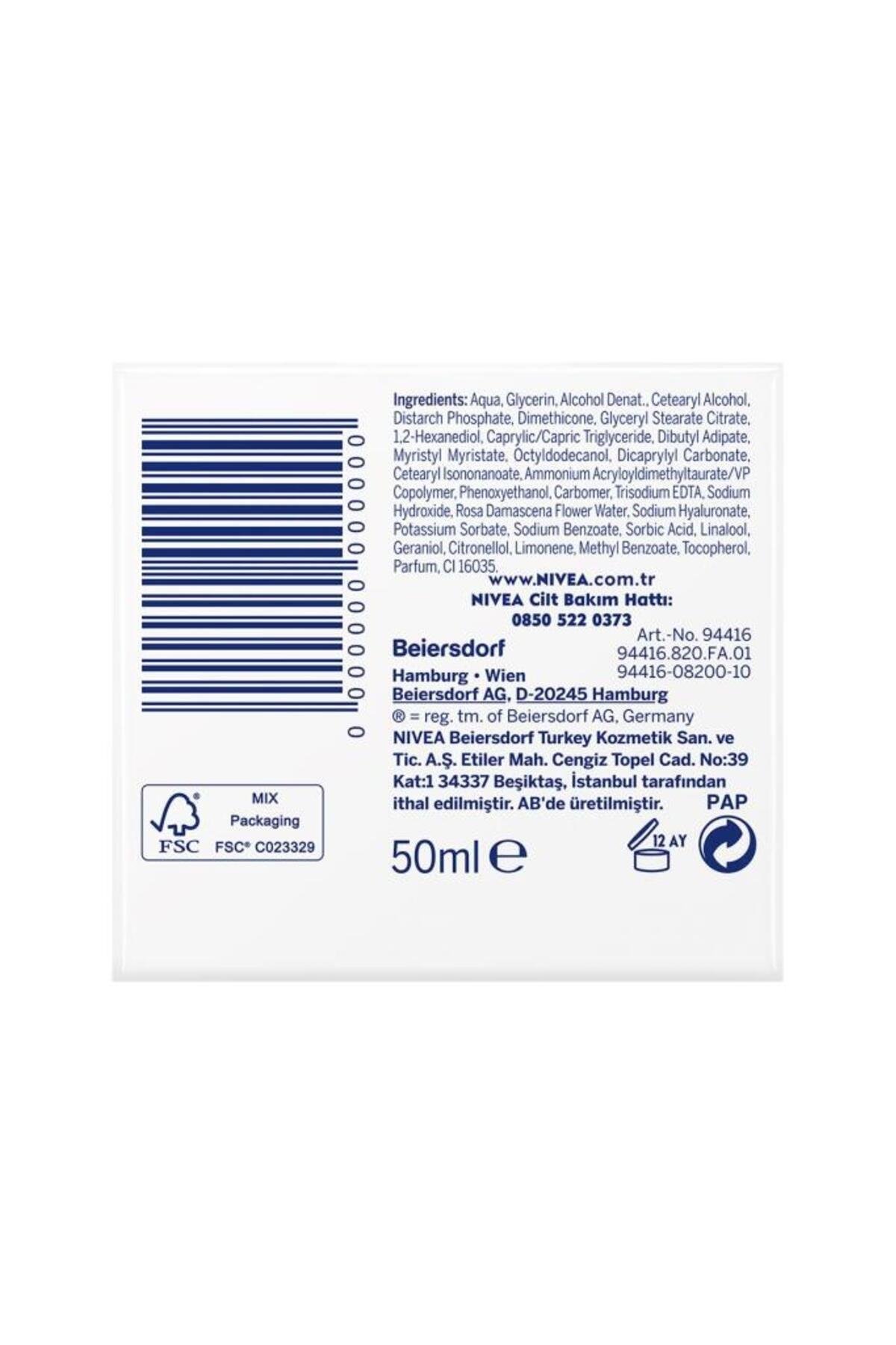 NIVEA Aqua Rose Organik Gül Suyu Nemlendirici Jel Krem 50ml, 48 Saat Yoğun Nemlendirici, Aydınlık Cilt