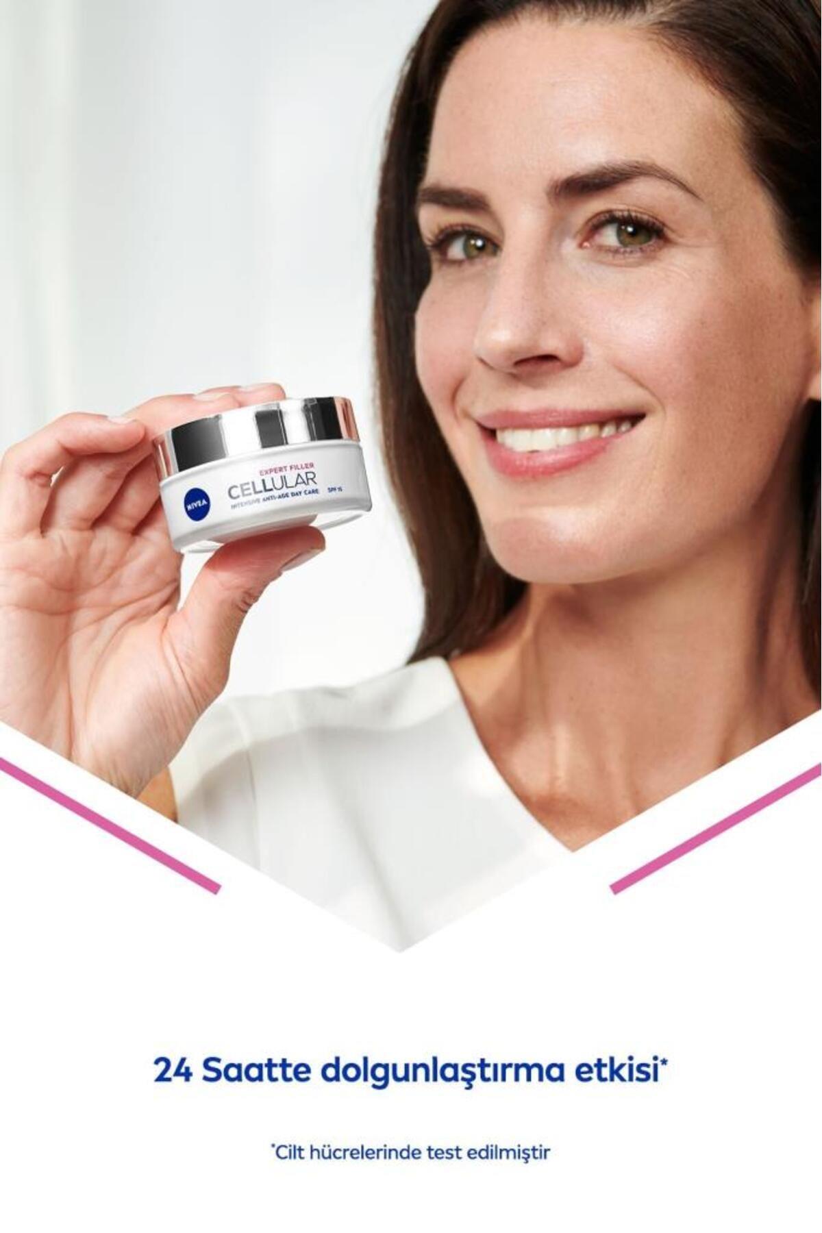 NIVEA Cellular Expert Filler Yoğun Yaşlanma Karşıtı Gündüz Bakım Yüz Kremi 50ml, Spf15, Hyaluronik Asit