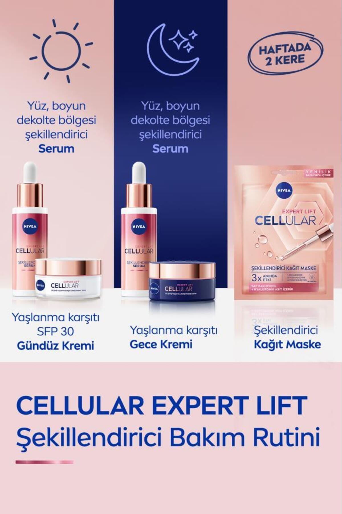 NIVEA Cellular Expert Lift Şekillendirici Yüz Kağıt Maskesi, Doğal Retinol Alternatifi Saf Bakuchiol