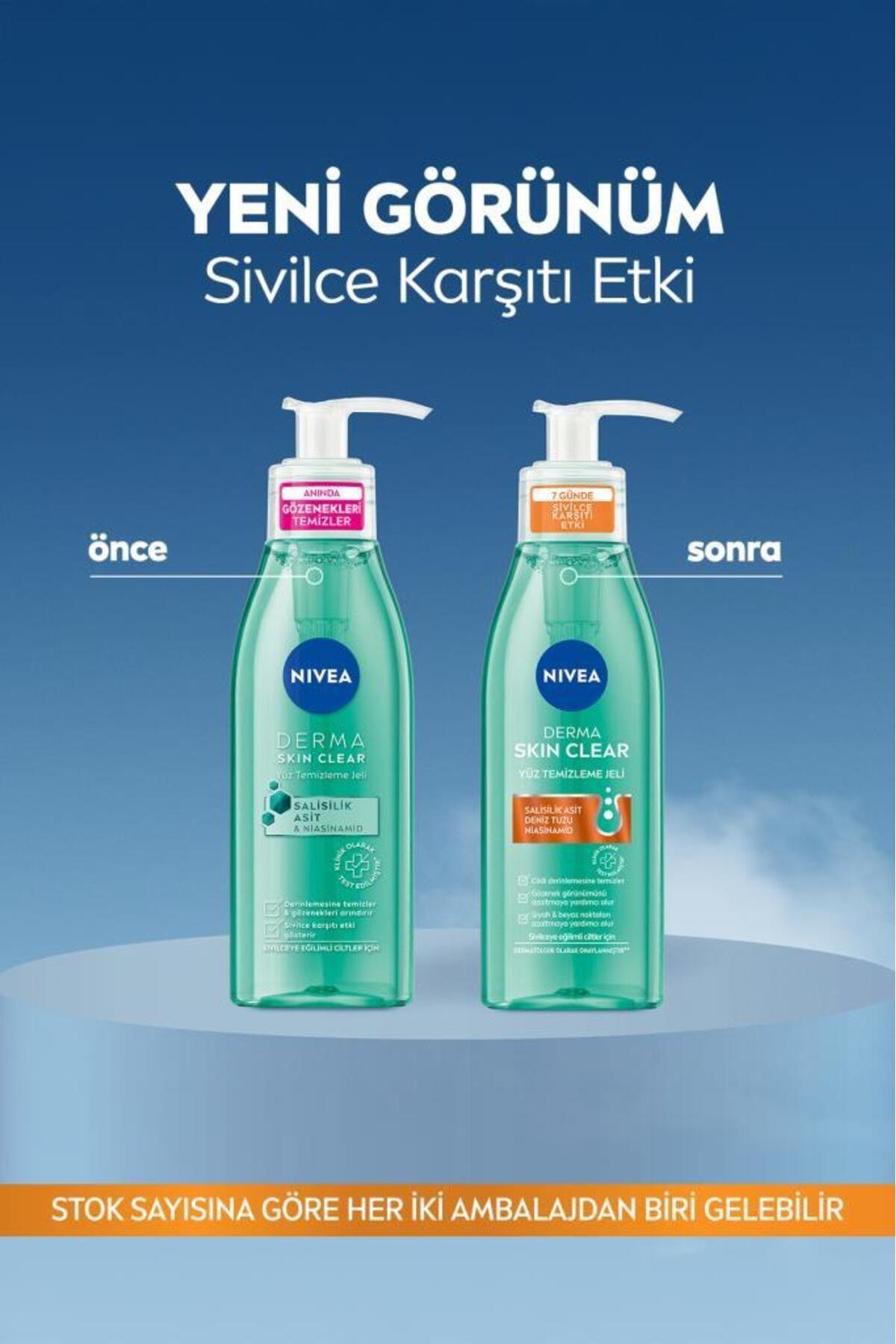 NIVEA Derma Skin Clear Sivilce Karşıtı Yüz Temizleme Jeli 150ml, Gözenek Arındırıcı, Yağlı ve Karma Cilt