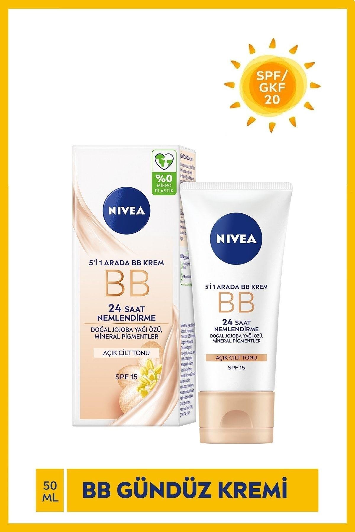 NIVEA Essentials BB Krem,24 Saat Nemlendirme + Işıltı Açık Ton Gündüz Yüz Bakım Kremi 50 ml