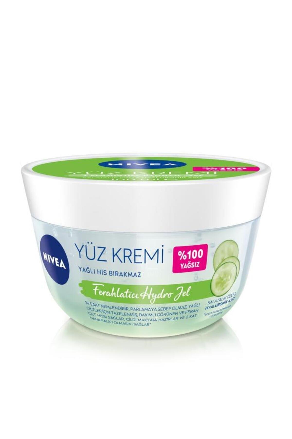 NIVEA Ferahlatıcı Hydro Jel Yüz Bakım Kremi 100ml, Hyaluronik Asit,