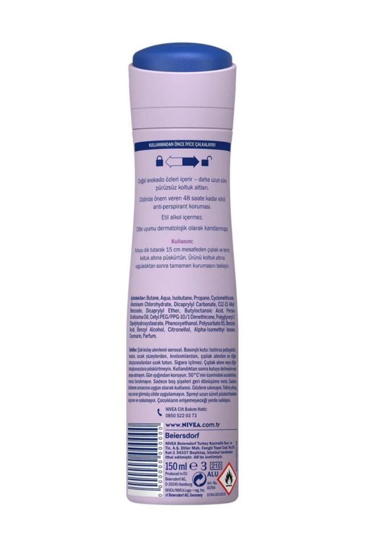 NIVEA Kadın Sprey Deodorant Double Effect 150ml, Ter Kokusuna Karşı 48 Saat Koruma, Pürüzsüz Koltuk Altı