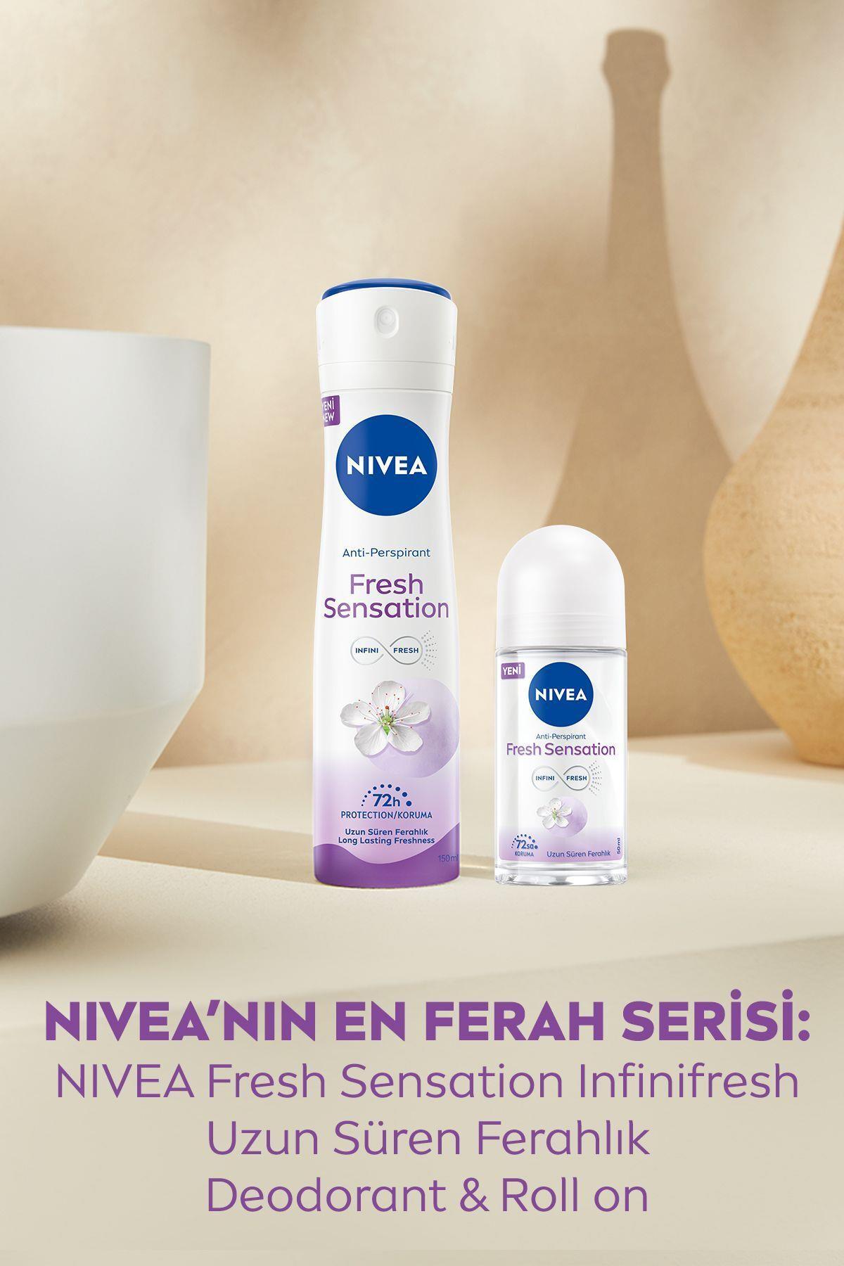 NIVEA Kadın Sprey Deodorant Fresh Sensation 150ml, 72 Saat Anti-perspirant Koruma, Uzun Süren Ferahlık