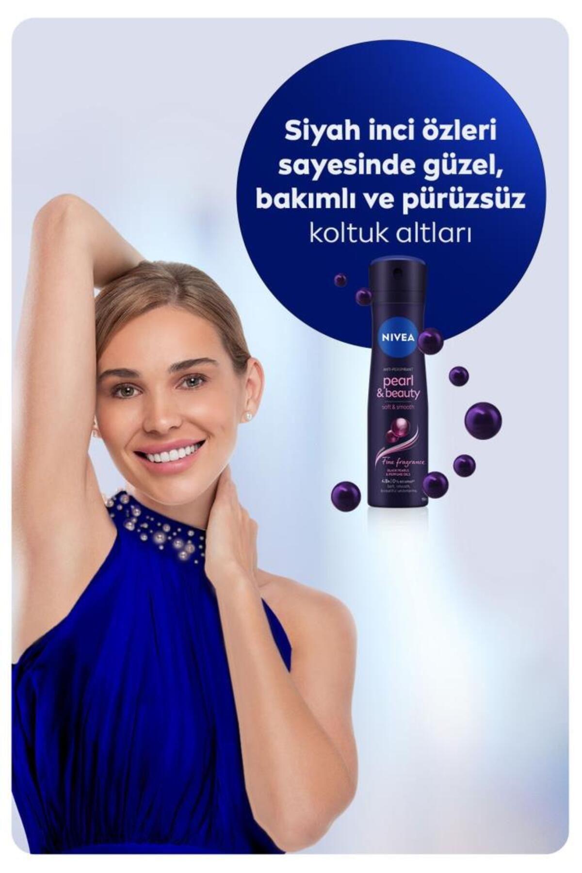 NIVEA Kadın Sprey Deodorant Pearl&Beauty Fine Fragrance 150ml, Ter Kokusuna Karşı 48 Saat Etkili
