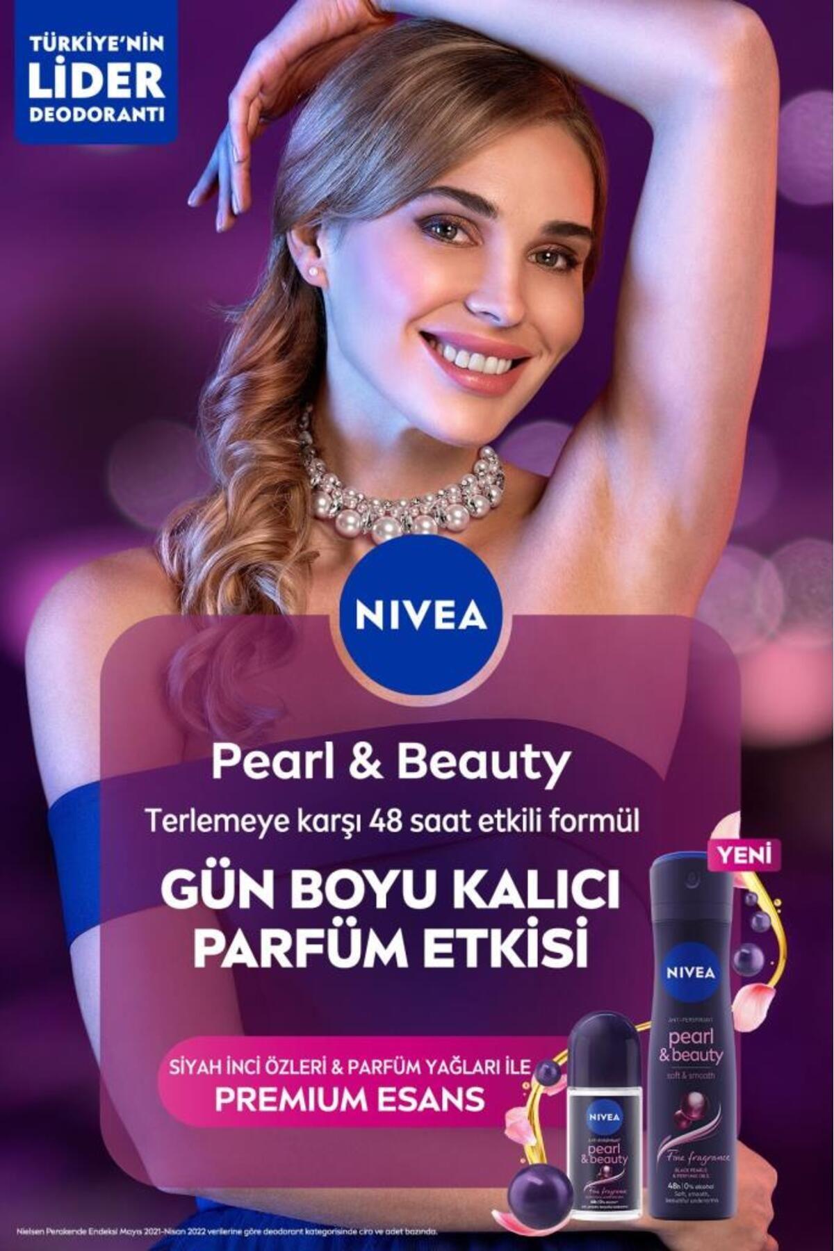 NIVEA Kadın Sprey Deodorant Pearl&Beauty Fine Fragrance 150ml, Ter Kokusuna Karşı 48 Saat Etkili