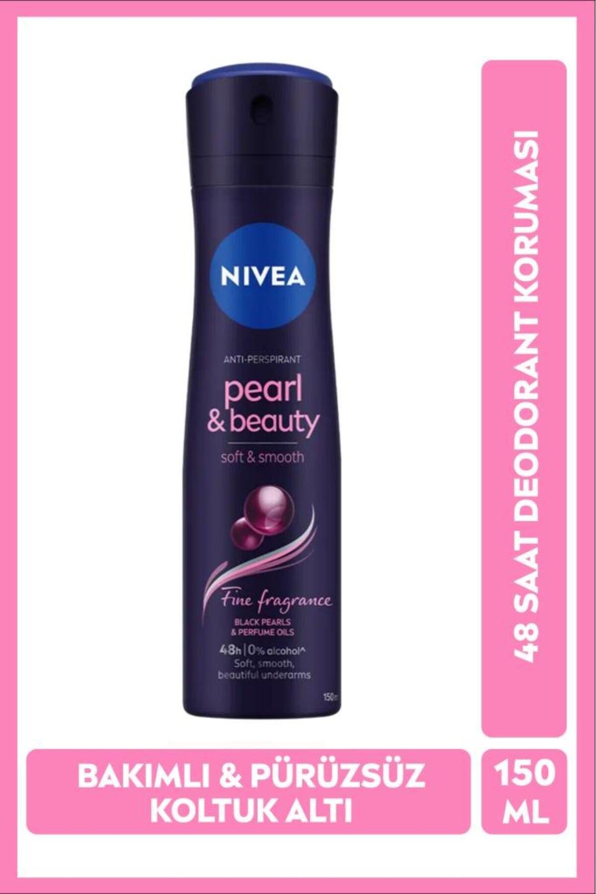 NIVEA Kadın Sprey Deodorant Pearl&Beauty Fine Fragrance 150ml, Ter Kokusuna Karşı 48 Saat Etkili