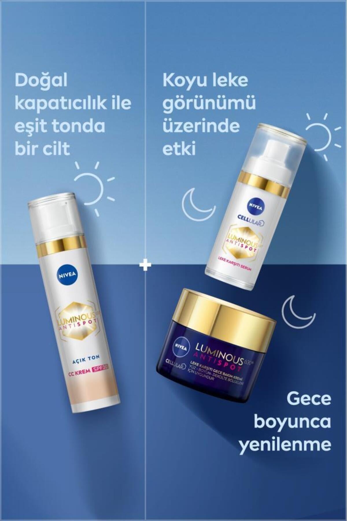 NIVEA Luminous630 Koyu Leke Karşıtı CC Yüz Kremi 40ml, SPF30 Güneş Koruyucu, Hyaluronik Asit, Açık Ton