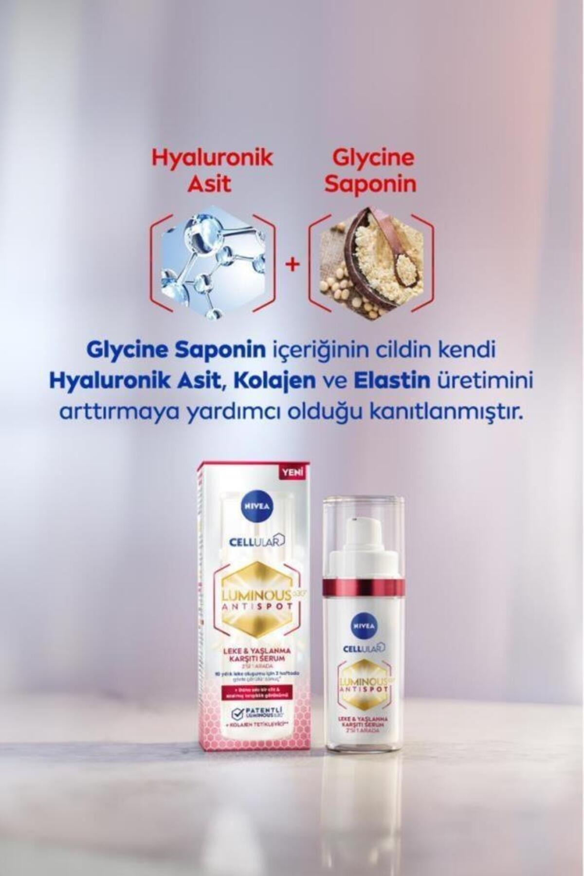 NIVEA Luminous630 Leke Ve Yaşlanma Karşıtı Serum 30ml, Kolajen Tetikleyici, Hyaluronik Asit, Sıkılaştırıcı