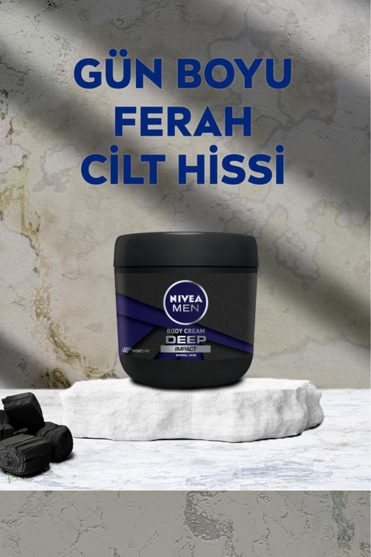 NIVEA MEN Erkek El Ve Vücut Kremi Deep Impact 400ml, 48 Saat Nemlendirici,Erkeklere Özel Bakım