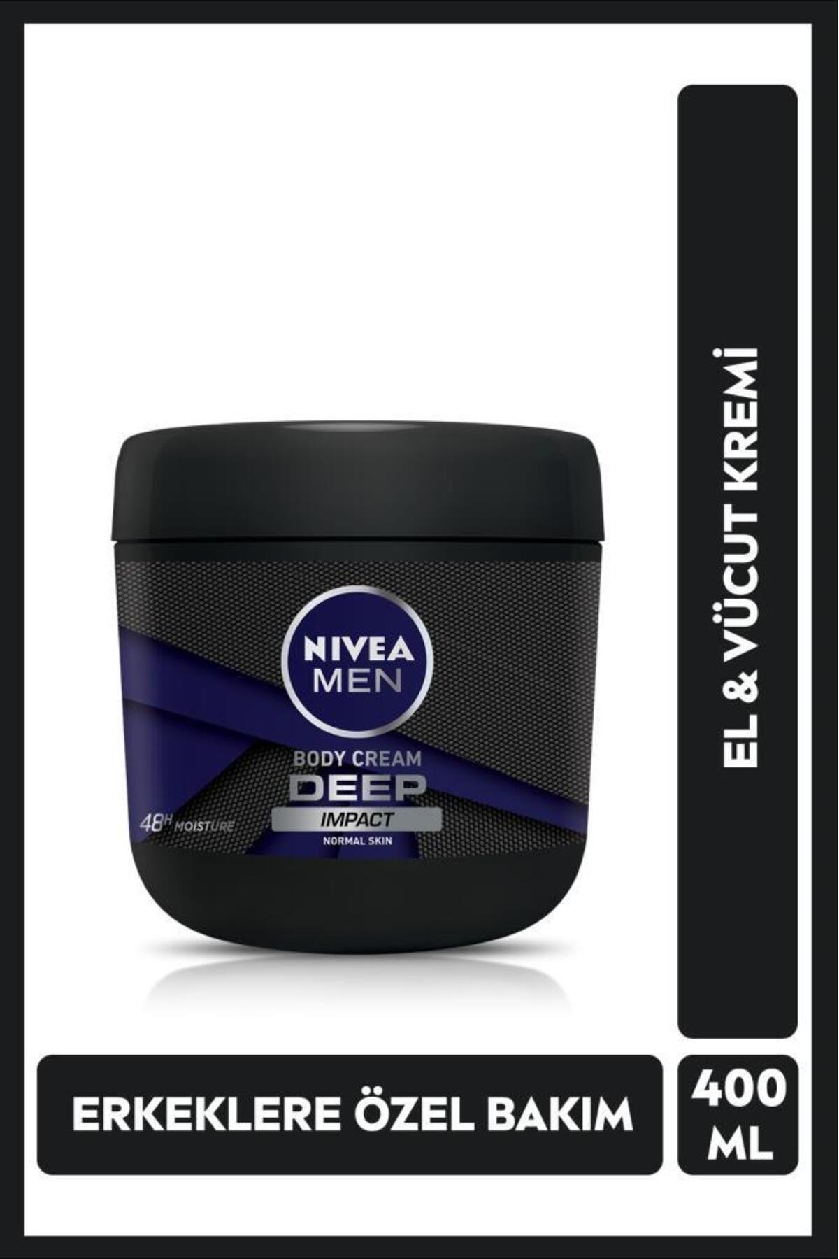 NIVEA MEN Erkek El Ve Vücut Kremi Deep Impact 400ml, 48 Saat Nemlendirici,Erkeklere Özel Bakım