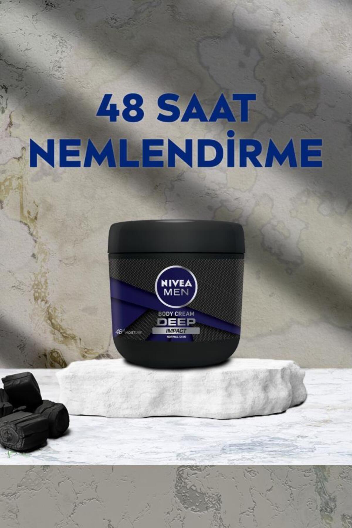 NIVEA MEN Erkek El Ve Vücut Kremi Deep Impact 400ml, 48 Saat Nemlendirici,Erkeklere Özel Bakım