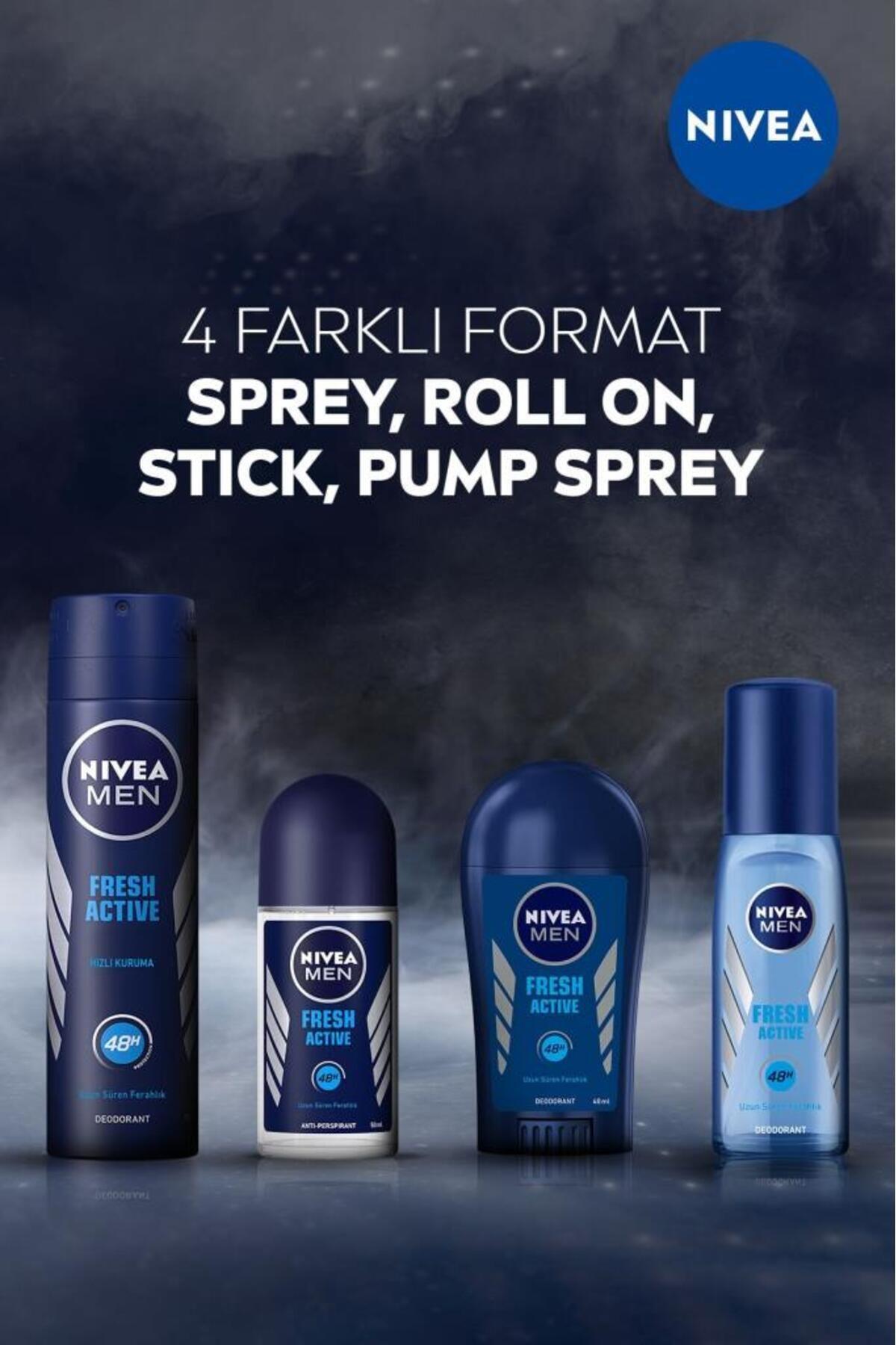 NIVEA Men Erkek Pump Sprey Deodorant Fresh Active 75ml, Ter Ve Ter Kokusuna Karşı 48 Saat Koruma