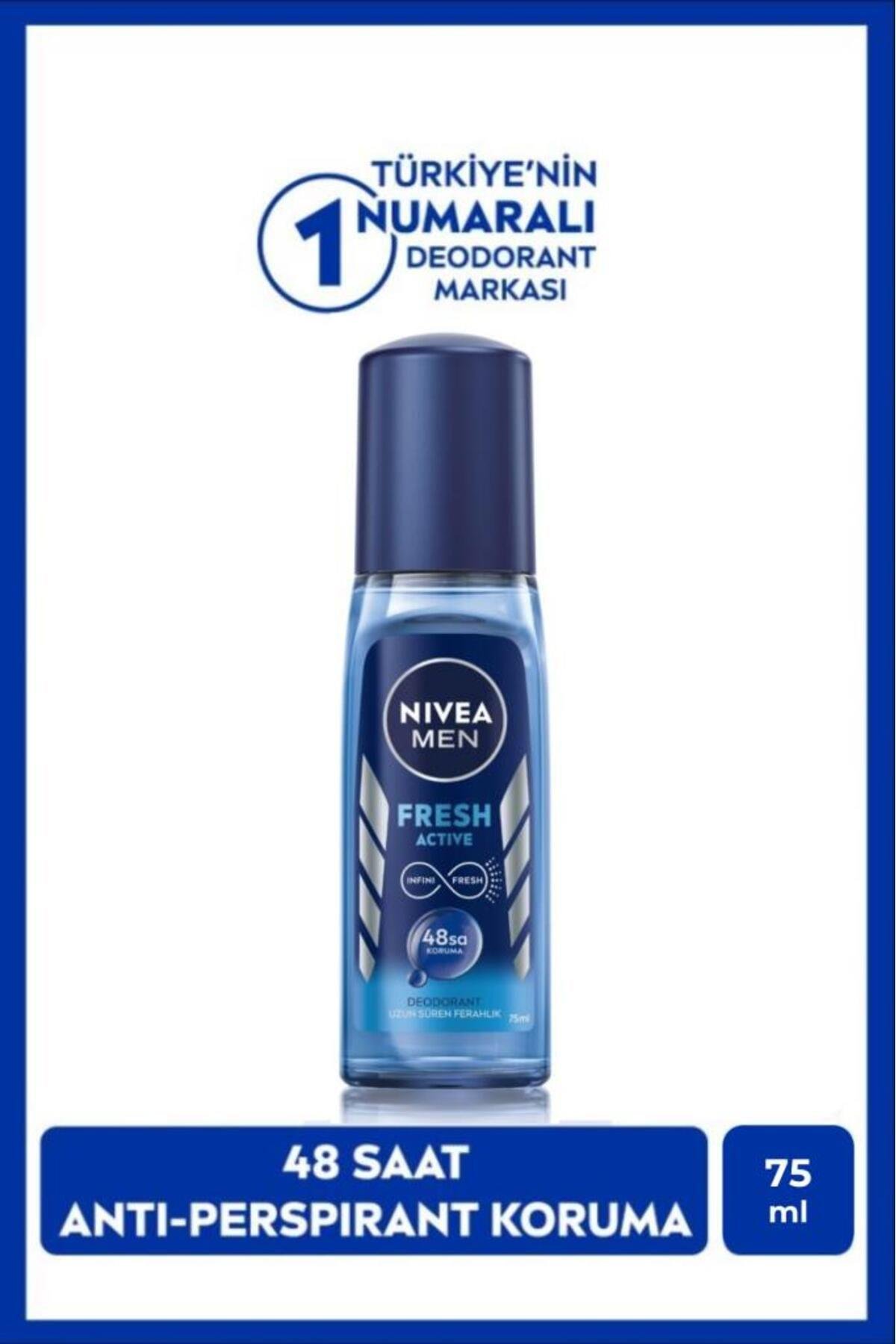 NIVEA Men Erkek Pump Sprey Deodorant Fresh Active 75ml, Ter Ve Ter Kokusuna Karşı 48 Saat Koruma