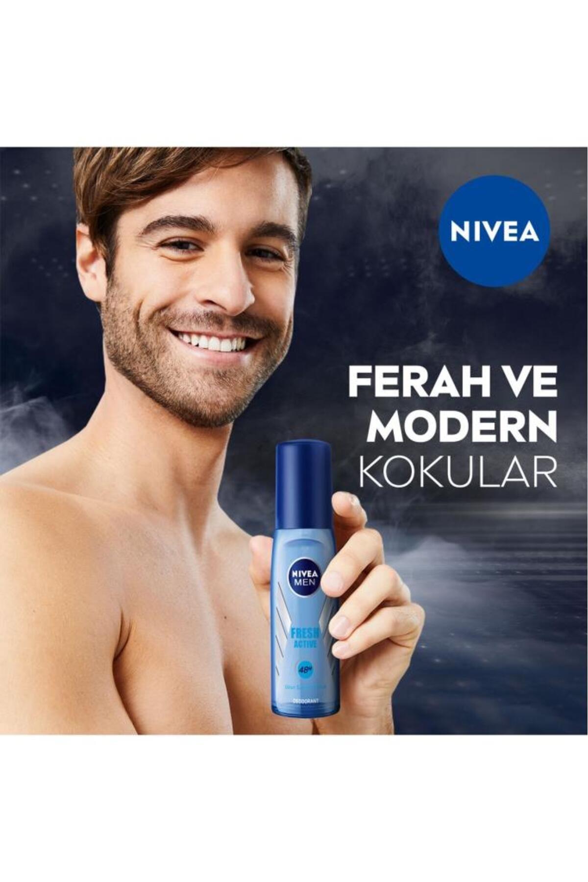 NIVEA Men Erkek Pump Sprey Deodorant Fresh Active 75ml, Ter Ve Ter Kokusuna Karşı 48 Saat Koruma