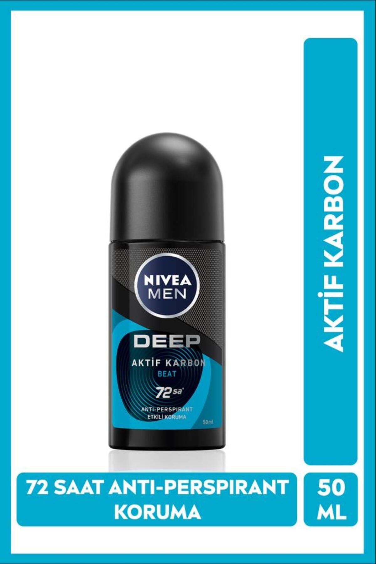NIVEA Men Erkek Roll-on Deodorant Deep Beat 50ml, 72 Saat Anti-perspirant Ter Koruması