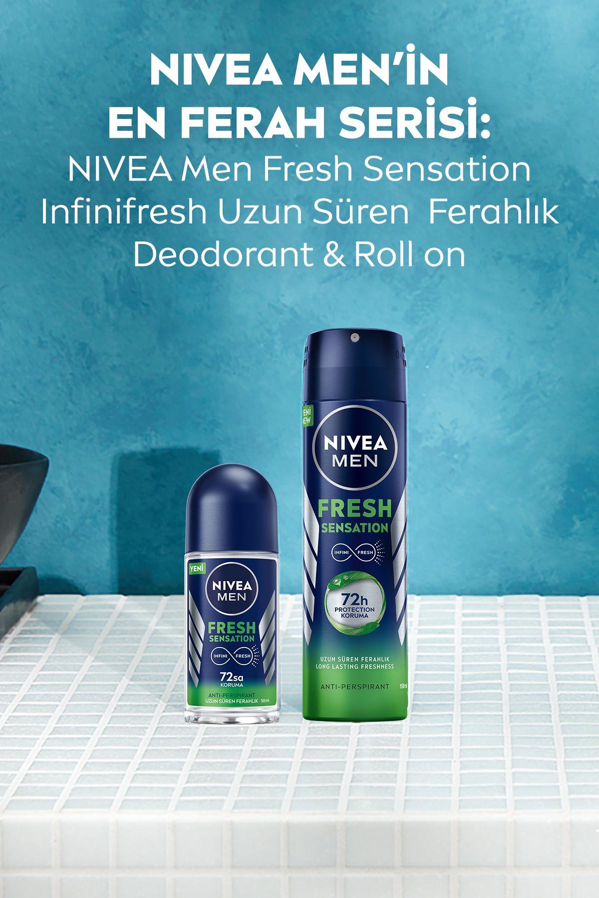 NIVEA Men Erkek Sprey Deodorant Fresh Sensation 150ml, 72 Saat Anti-perspirant Koruma, Uzun Süreli Koruma