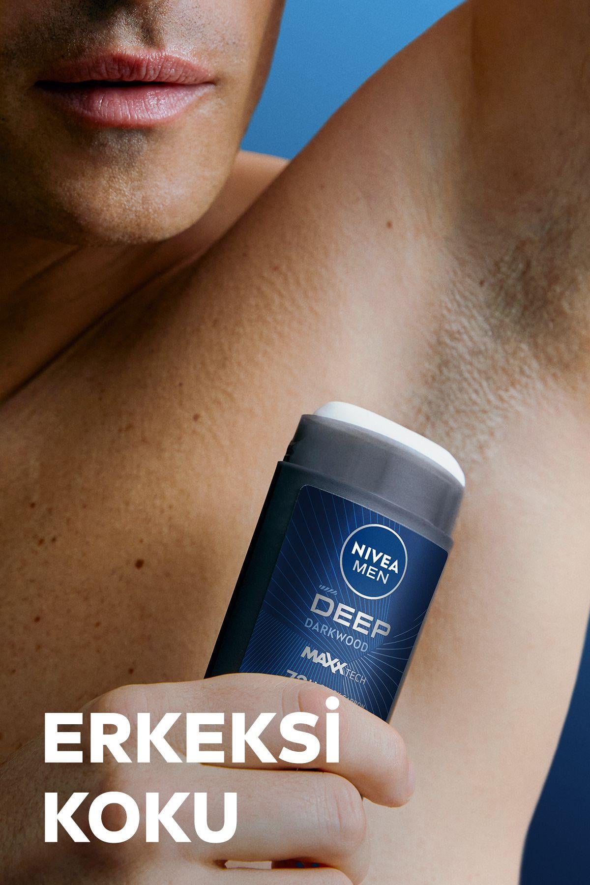NIVEA MEN Erkek Stick Deodorant Deep Dimension Aktif Karbon 50ml, 72 Saat Anti-perspirant Koruma