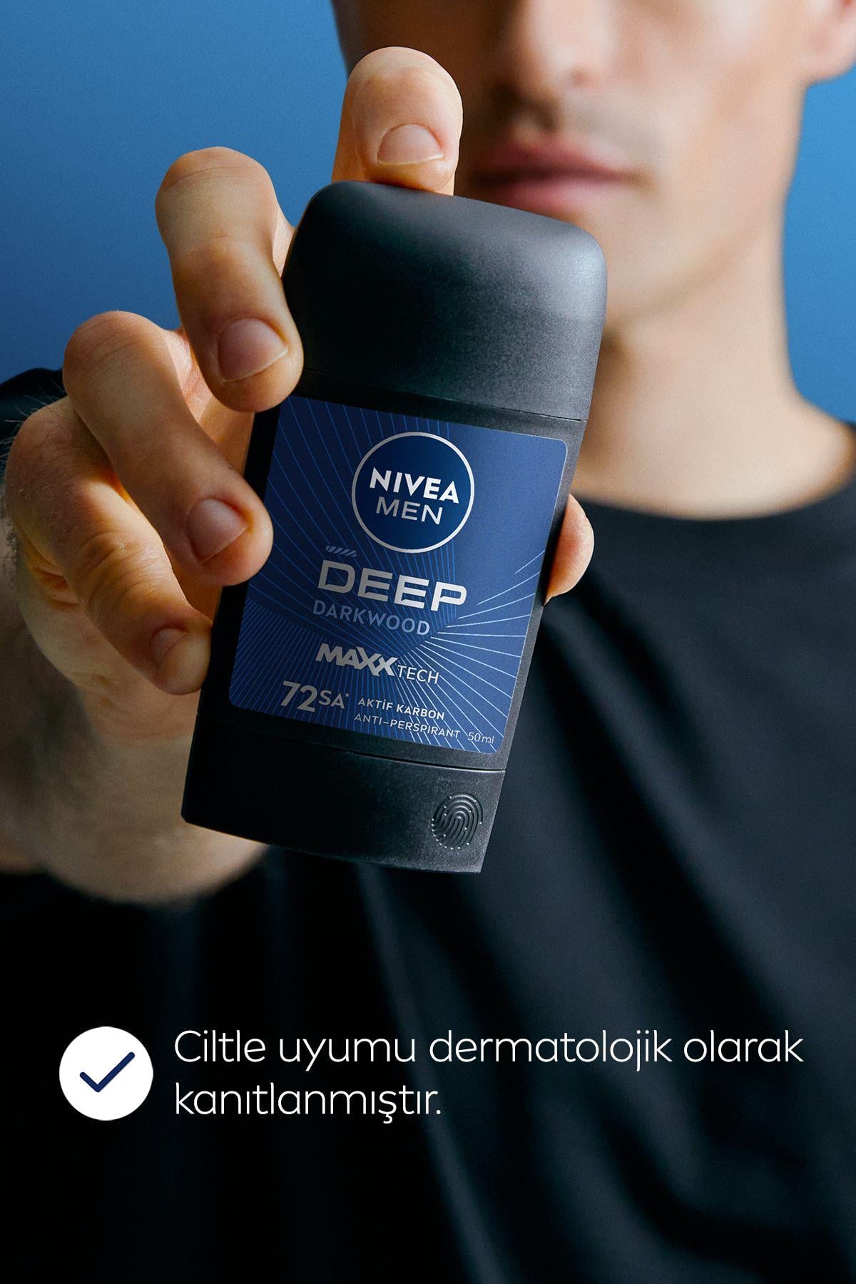 NIVEA MEN Erkek Stick Deodorant Deep Dimension Aktif Karbon 50ml, 72 Saat Anti-perspirant Koruma