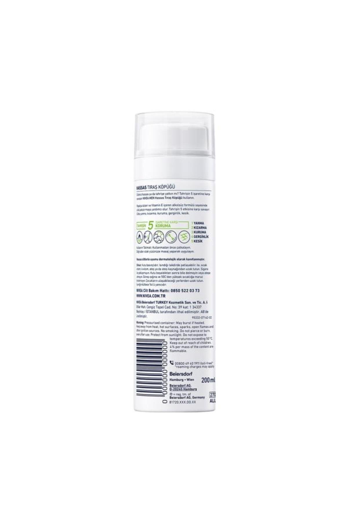 NIVEA MEN Erkek Tıraş Köpüğü 200ml, Hassas Ciltler, Hızlı Koruma, Rahatlatıcı, Konforlu Tıraş Deneyimi