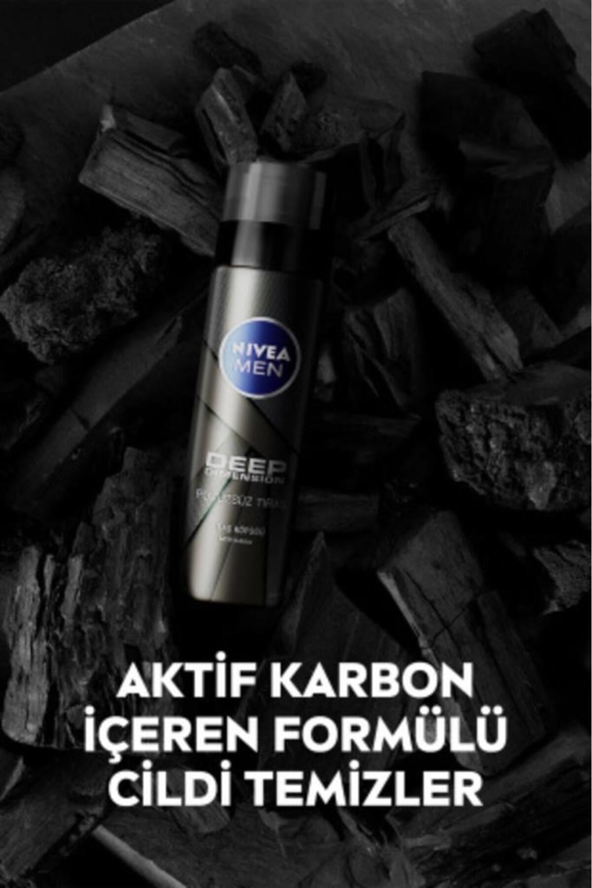 NIVEA Men Erkek Tıraş Köpüğü Deep Dimension 200ml, Kusursuz Tıraş, Aktif Karbon, Kaygan Tıraş Deneyimi
