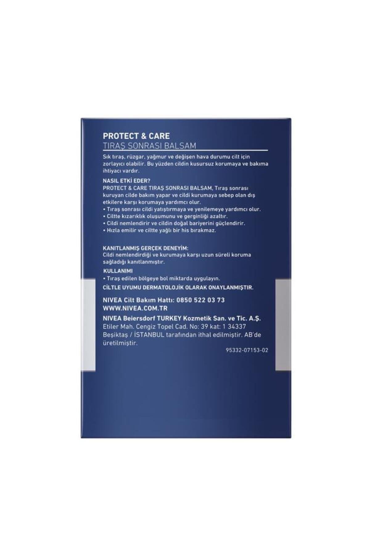NIVEA MEN Erkek Tıraş Sonrası Balsam Protect&Care 100ml, Tahriş Önleyici, Rahatlatıcı, Koruyucu, Onarıcı