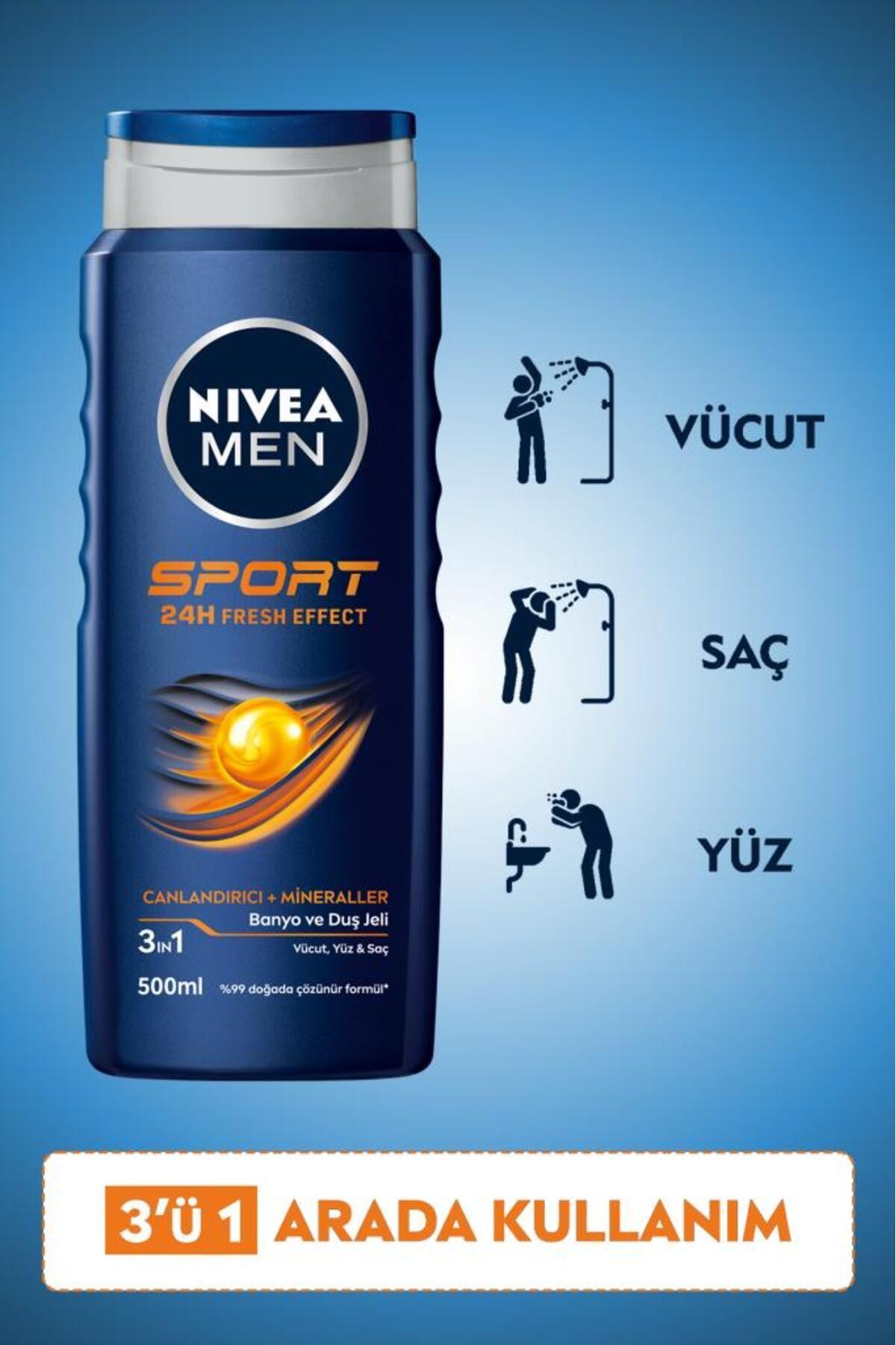 NIVEA Men Sport - Erkekler Için Saç Ve Vücut Şampuanı 500 ml