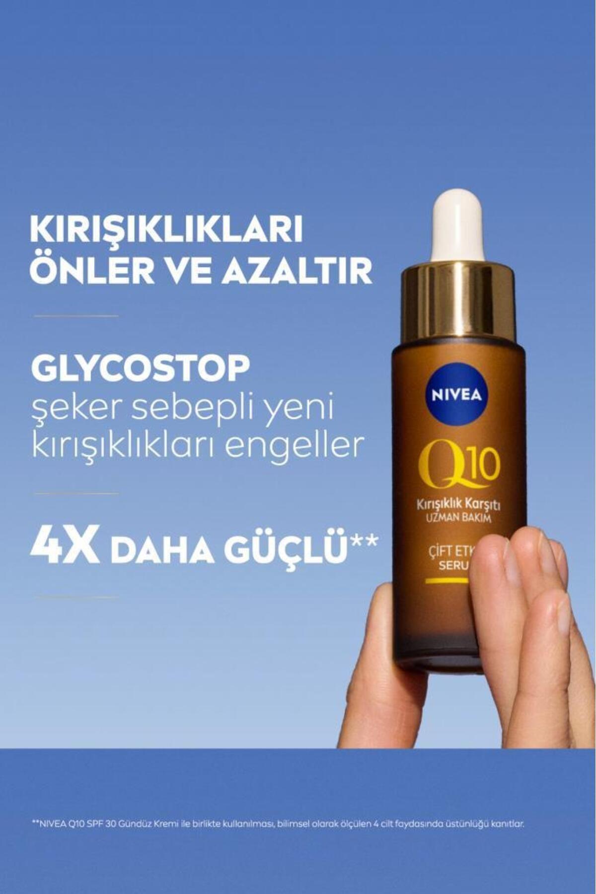 NIVEA Q10 Kırışıklık Karşıtı Çift Etkili Cilt Serumu 30ml, Saf Q10, Şeker Sebepli Kırışıklık Önleyici