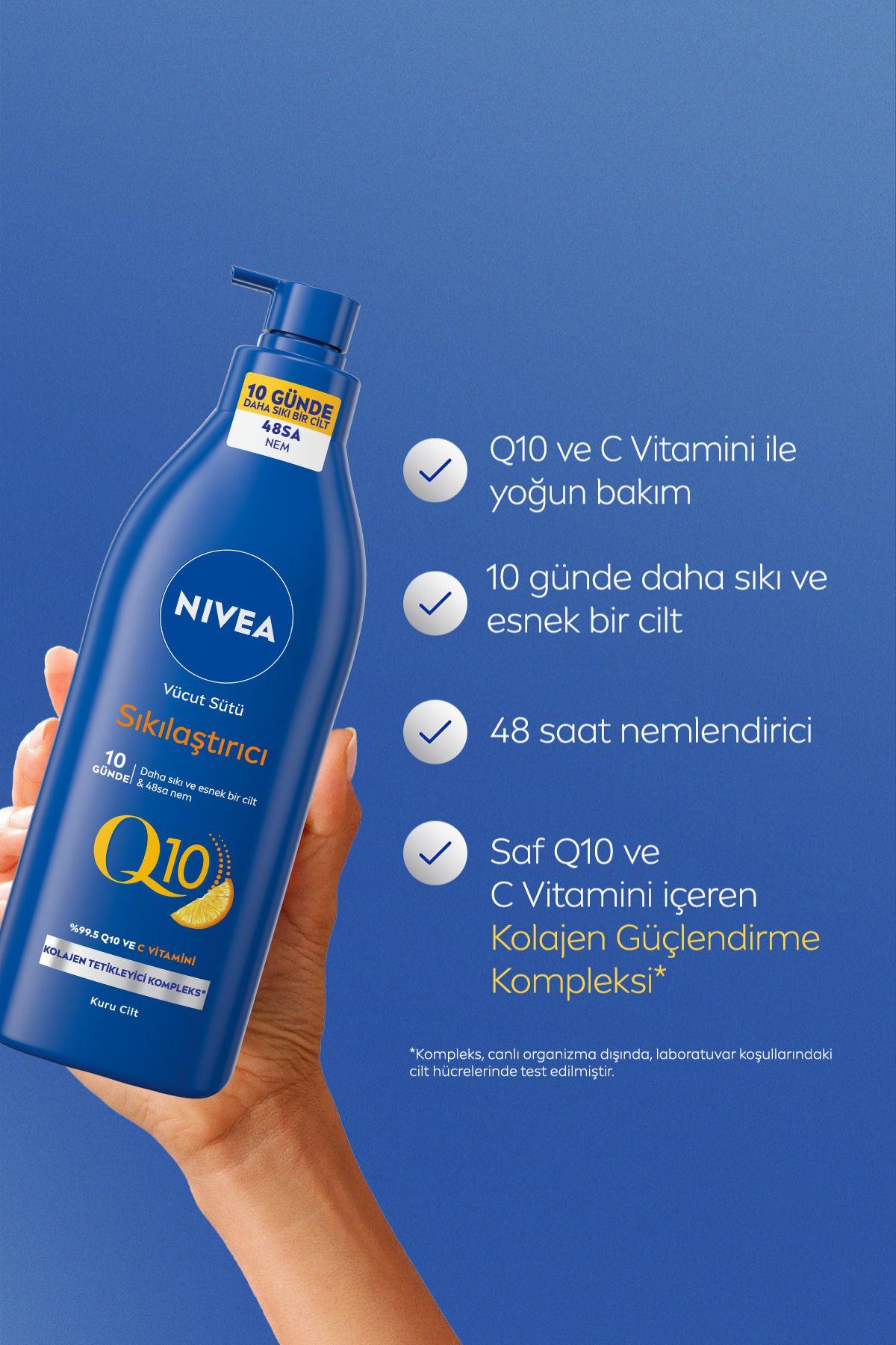 NIVEA Q10 Sıkılaştırıcı Vücut Bakım Sütü 400ml, C Vitamini, Nemlendirici, Esnek Cilt, Kuru Cilt Tipleri