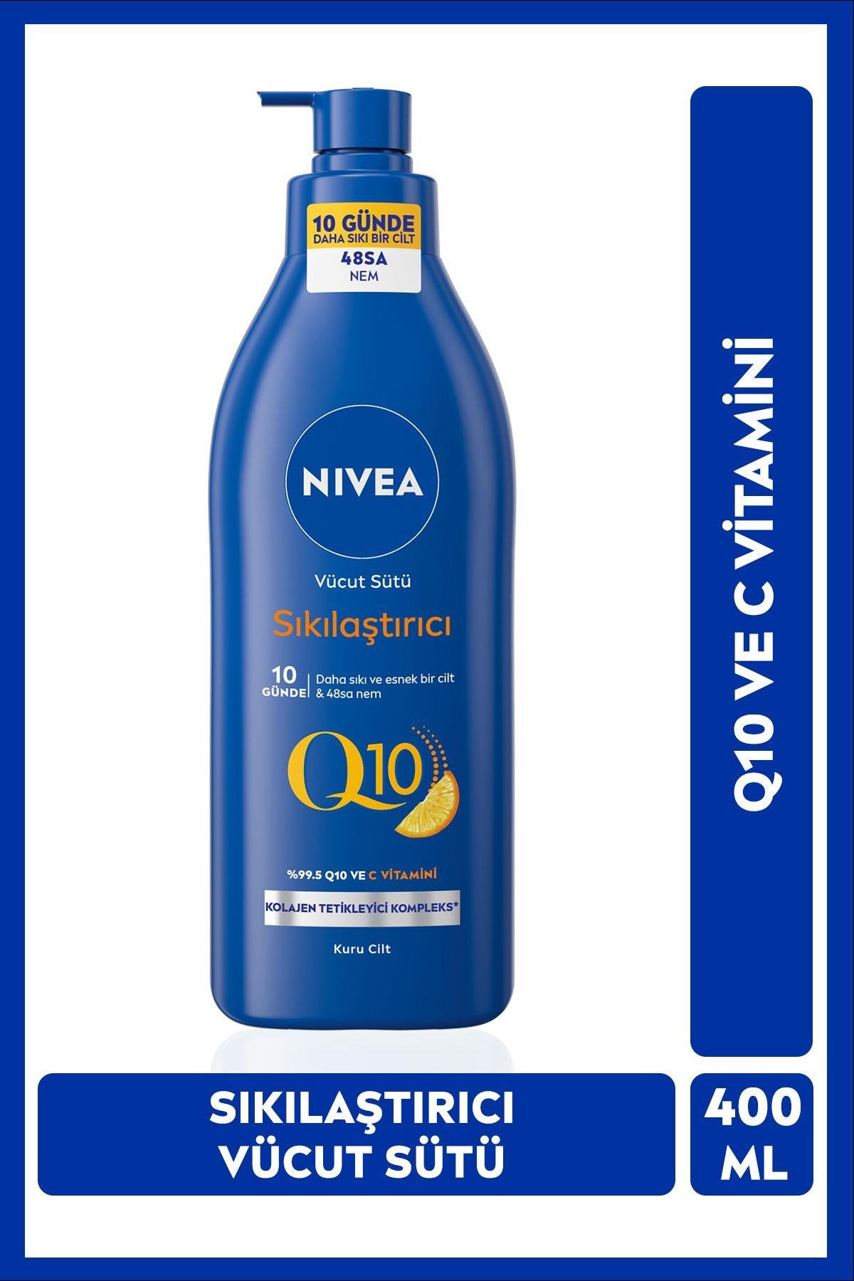 NIVEA Q10 Sıkılaştırıcı Vücut Bakım Sütü 400ml, C Vitamini, Nemlendirici, Esnek Cilt, Kuru Cilt Tipleri