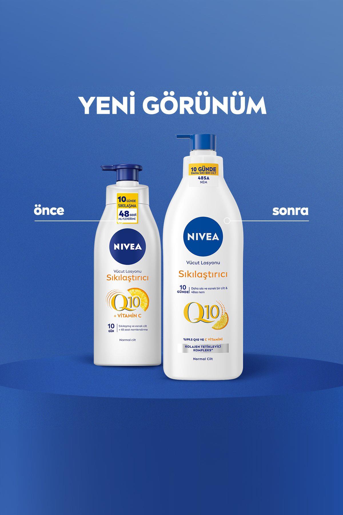NIVEA Q10 Sıkılaştırıcı Vücut Losyonu 400ml, 10 Günde Sıkılaş, C Vitamini, Nemlendirici, Normal Ciltler