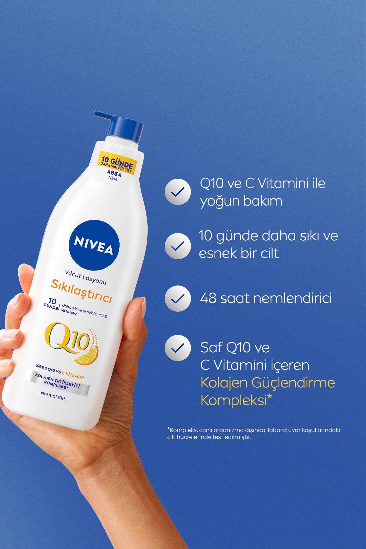 NIVEA Q10 Sıkılaştırıcı Vücut Losyonu 400ml, 10 Günde Sıkılaş, C Vitamini, Nemlendirici, Normal Ciltler