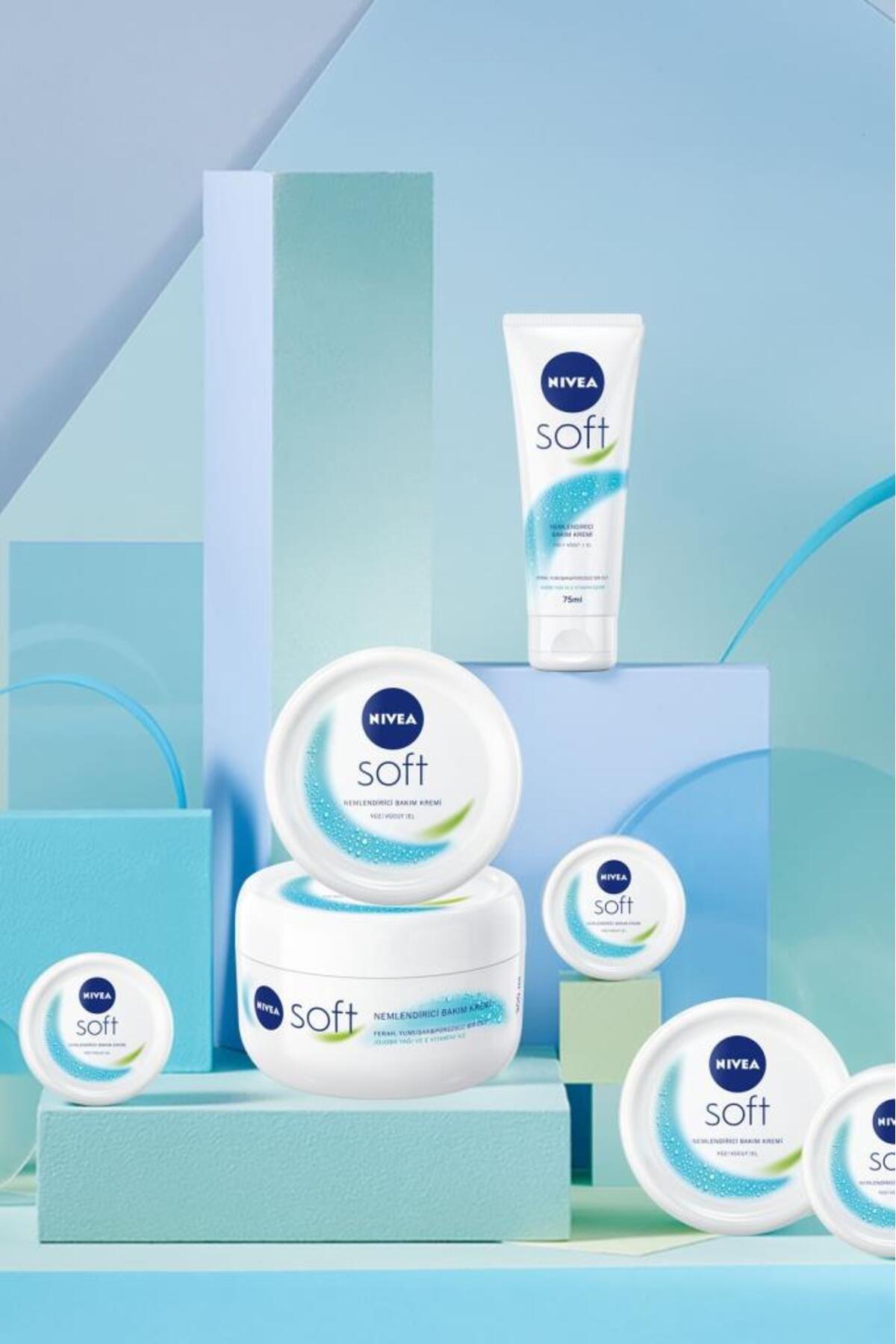 NIVEA Soft Nemlendirici Bakım Kremi 75 ml, Jojoba Yağı, E Vitamini, Yüz Vücut El, Yumuşak Cilt Hissi