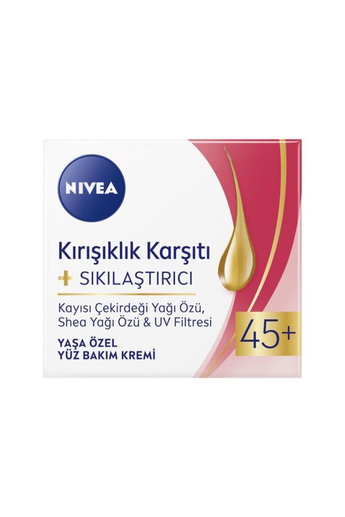 NIVEA Yaşa Özel Kırışıklık Karşıtı Yüz Bakım Kremi 50ml, Sıkılaştırıcı, Kaz Ayağı Kırışıklığı Giderici